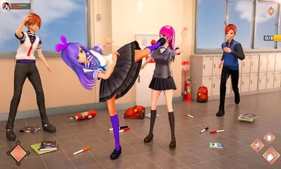 Baixe Virtual Anime Yandere Girls High School Life 3D (MOD Desbloqueado) para Android - Captura de tela 1