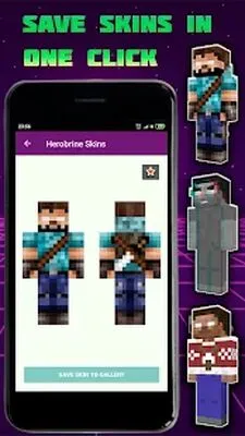 Baixe Skins do Herobrine para Minecraft PE (MOD Premium) para Android - Captura de tela 1
