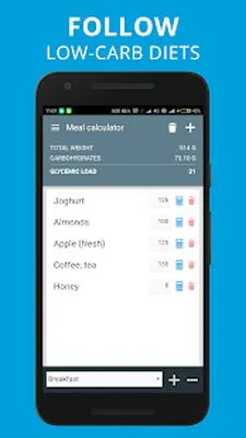 Baixe o Glycemic Index Load no rastreador de dieta de carboidratos líquidos (MOD grátis) para Android - Captura de tela 2