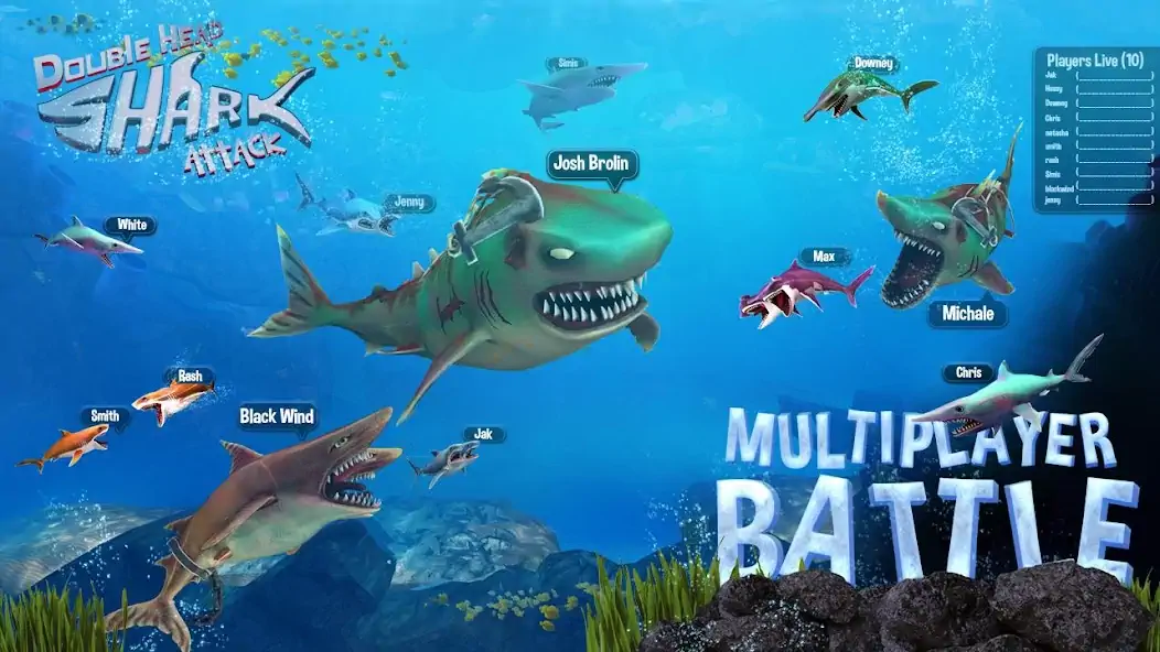 Download Double Head Shark Attack PVP MOD [Unlimited money/gems] + MOD [Menu] APK for Android