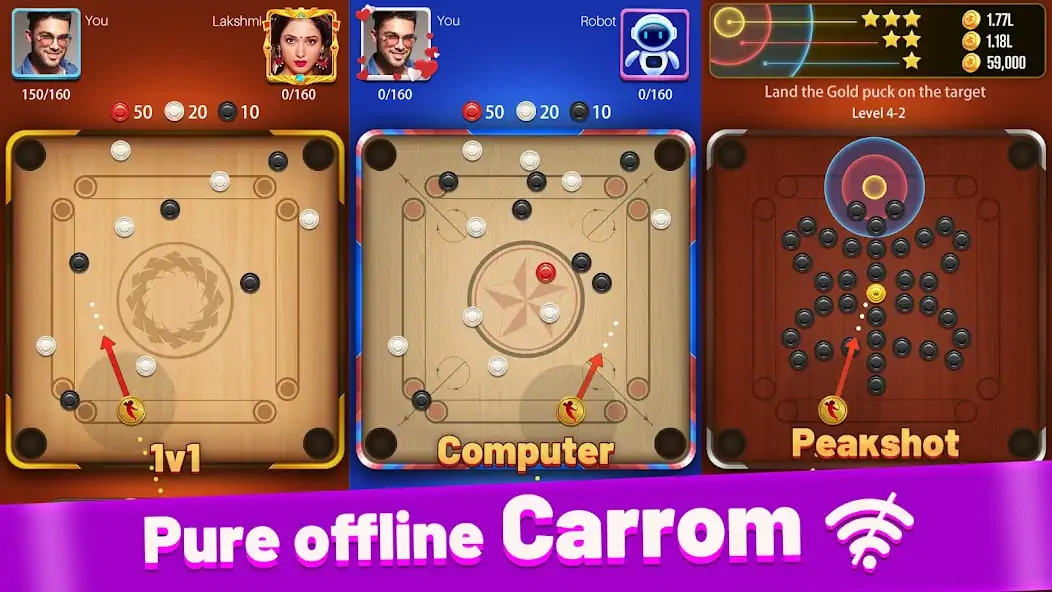 Download Carrom Lite-Board Offline Game MOD [Unlimited money] + MOD [Menu] APK for Android