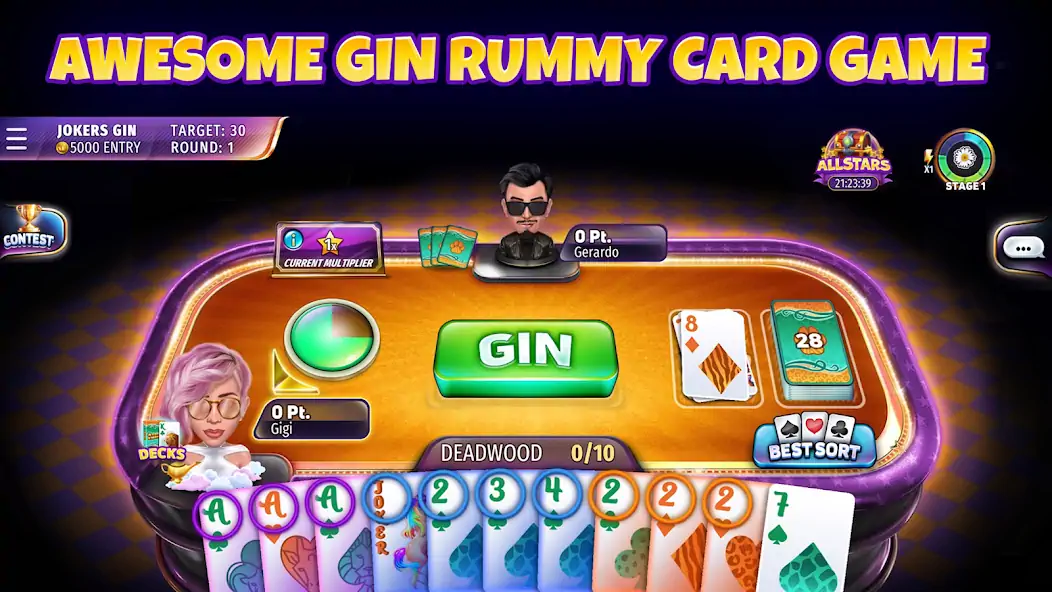 Download Gin Rummy Stars - Card Game MOD [Unlimited money/coins] + MOD [Menu] APK for Android