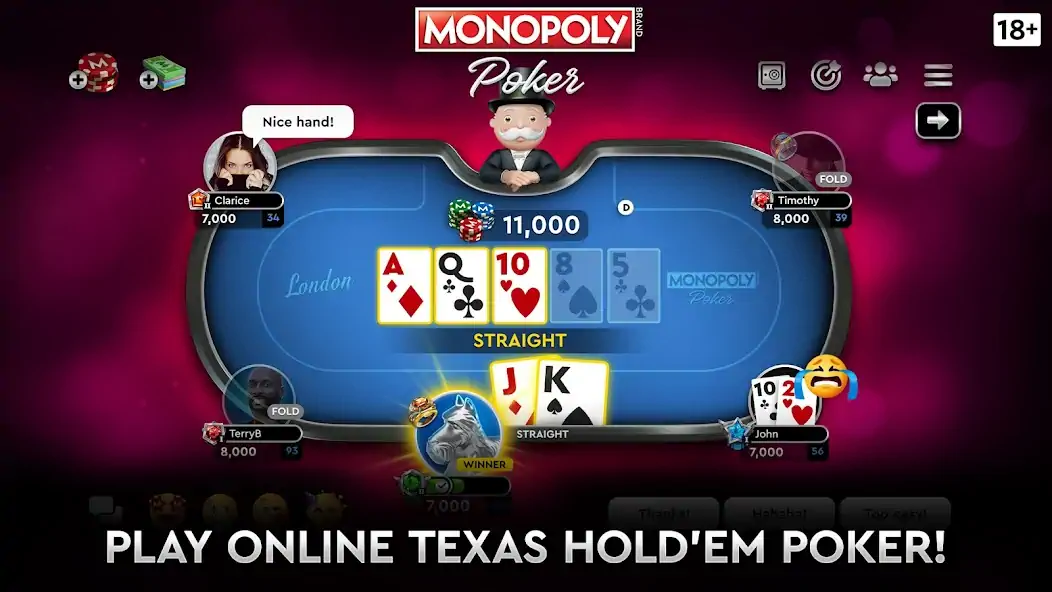 Download MONOPOLY Poker - Texas Holdem MOD [Unlimited money/gems] + MOD [Menu] APK for Android