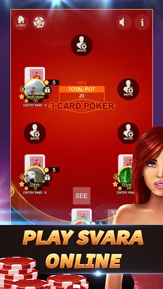 Download Svara - 3 Card Poker Card Game MOD [Unlimited money/gems] + MOD [Menu] APK for Android