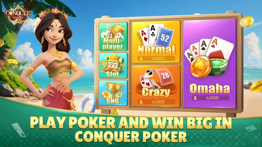 Download Conquer Poker - Texas Hold'em MOD [Unlimited money] + MOD [Menu] APK for Android