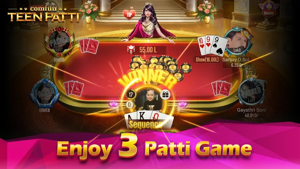 Download Teen Patti Comfun Card Online MOD [Unlimited money/gems] + MOD [Menu] APK for Android