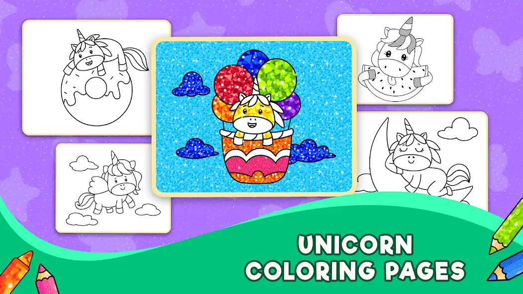 Download Unicorn Glitter Coloring Book MOD [Unlimited money/gems] + MOD [Menu] APK for Android