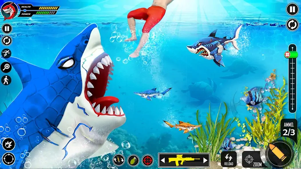 Download Shark Attack FPS Sniper Game MOD [Unlimited money/gems] + MOD [Menu] APK for Android