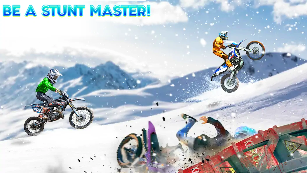 Download Snow Tricky Bike Stunt Race 3D MOD [Unlimited money/gems] + MOD [Menu] APK for Android
