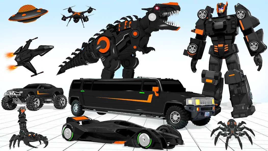 Download Limo Car Dino Robot Car Game MOD [Unlimited money/gems] + MOD [Menu] APK for Android